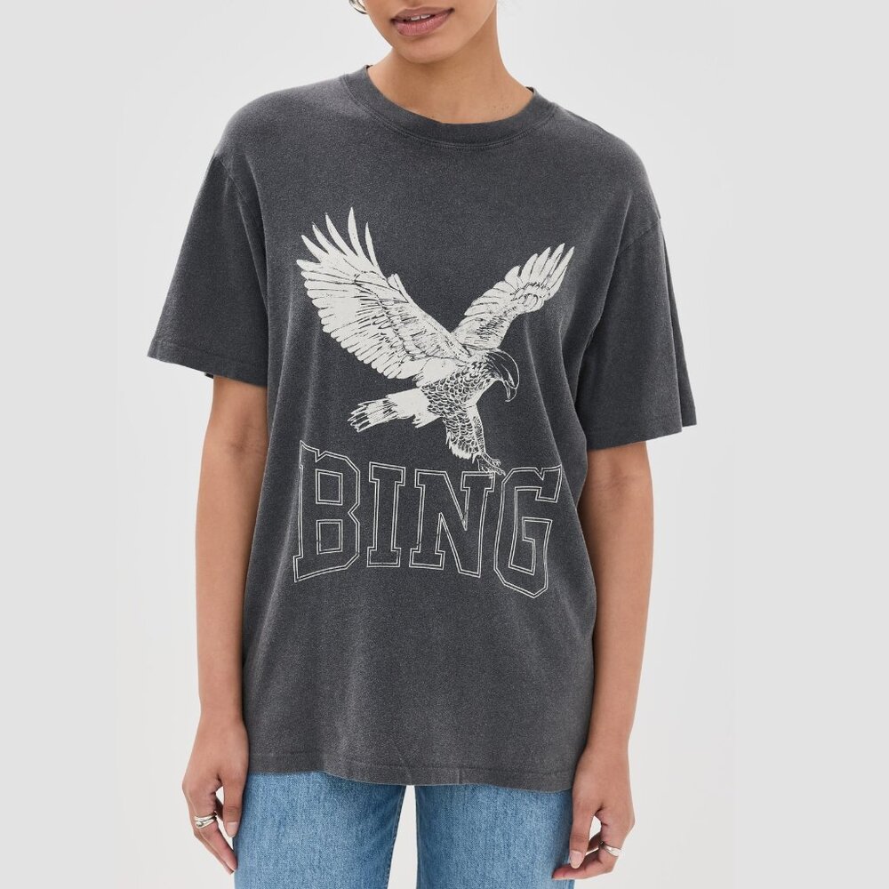 Anine Bing LILI TEE RETRO EAGLE - WASHED BLACK